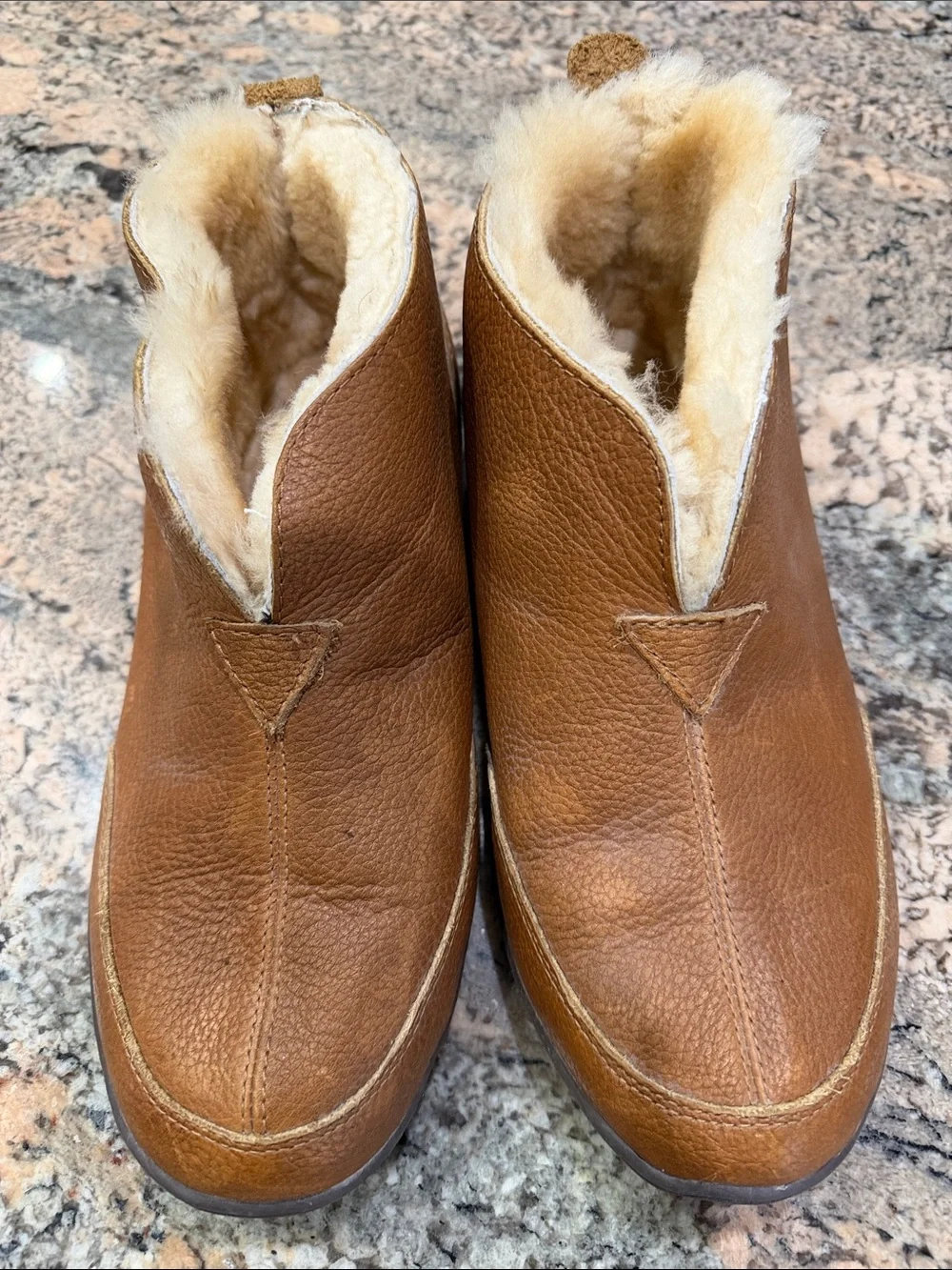 Cabela's Men's Brown Leather Shearling-Lined Slip-On Boots